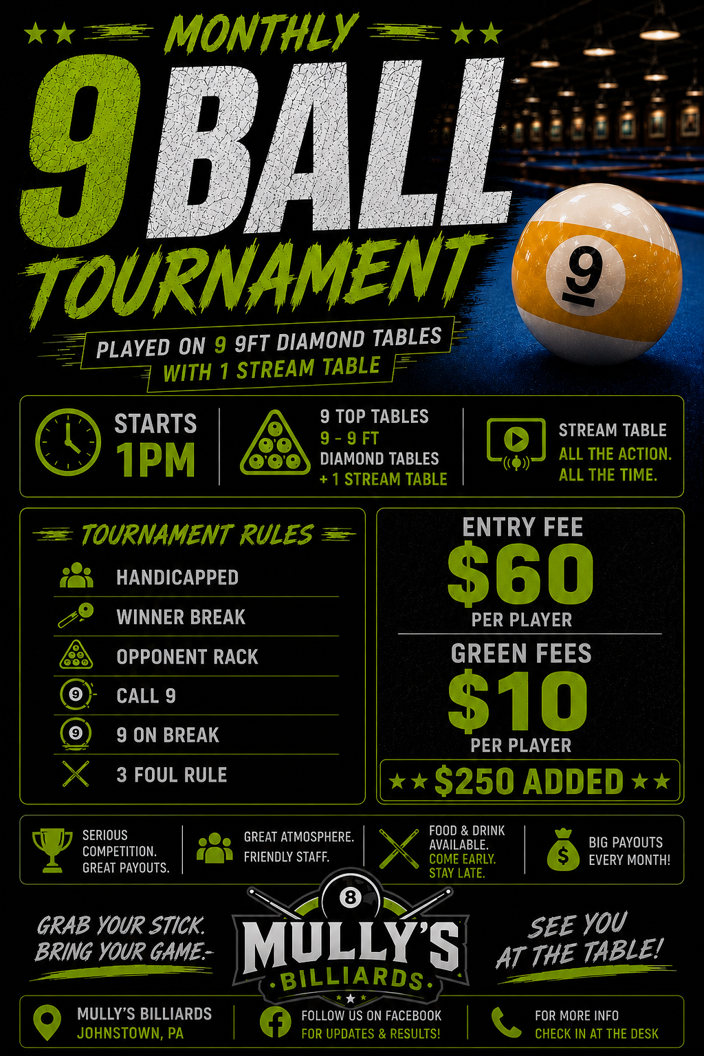 Monthly 9-Ball Tournament